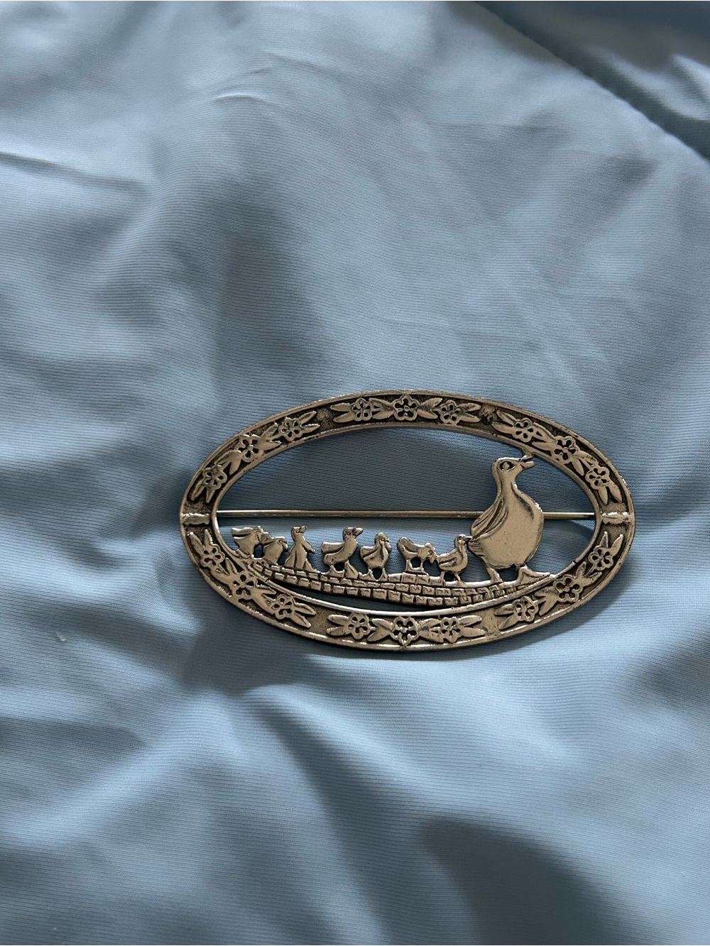 Antique-Style Make Way for Ducklings Sterling Silver Pin